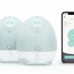 image of the Elvie breast pump and showing the Elvie app on a mobile phone so you can choose the perfect Elvie breast pump for you