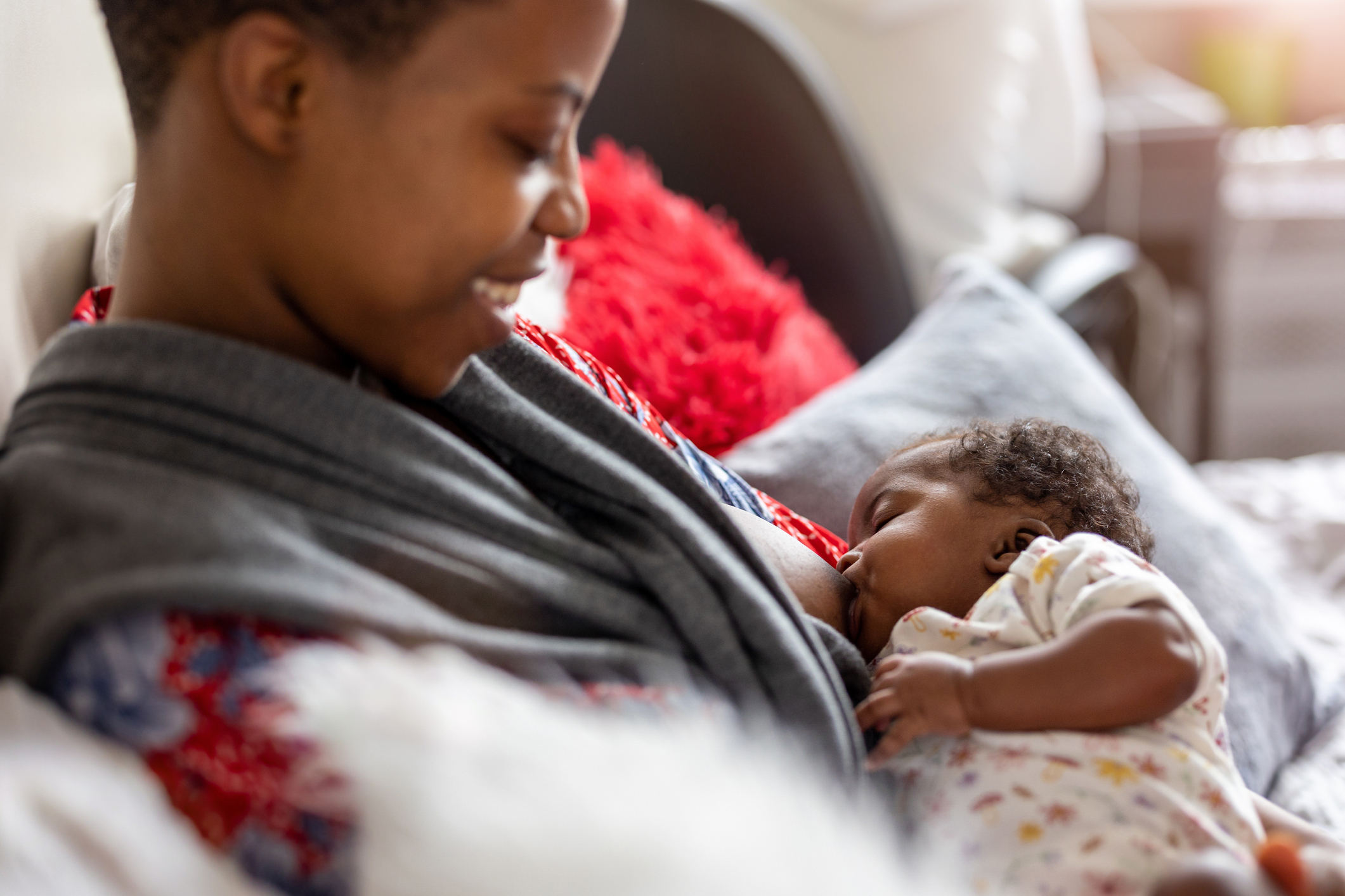 Mom breastfeeding baby